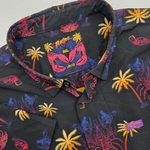 Retro Rifle Lobster Shirt Men's Size 2XL Black Tropical‎ Hawaiian Short Sleeve